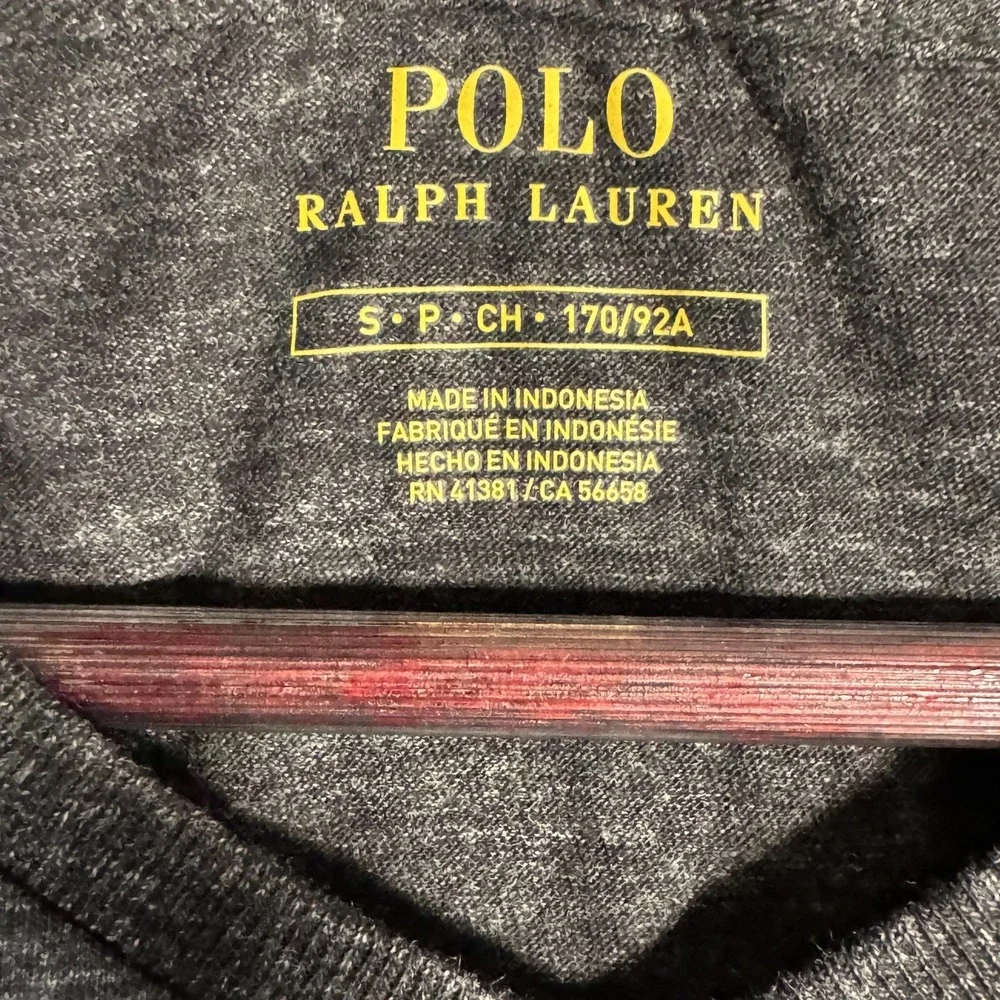 Polo Ralph Lauren Shirt Mens‎ Small Black V-Neck Pony Logo Short Sleeve Cotton